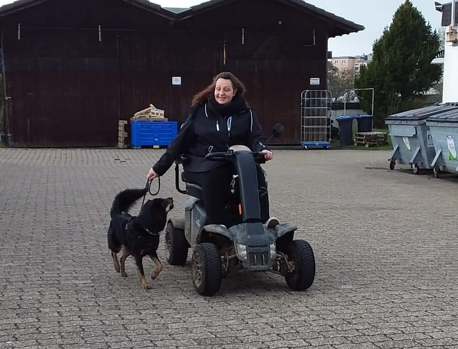 Assistenzhunde Servicehunde Therapiehunde Schulhunde 1 Steffi mit Bambi, ihrem Sccoter-Begelithund